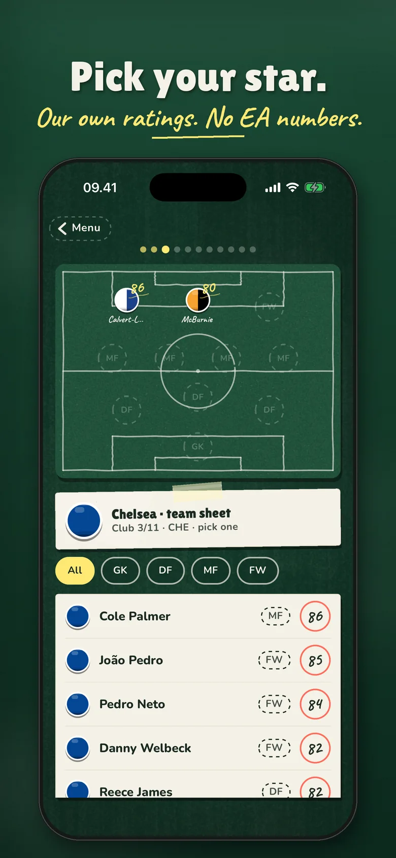Picking one player from the club
