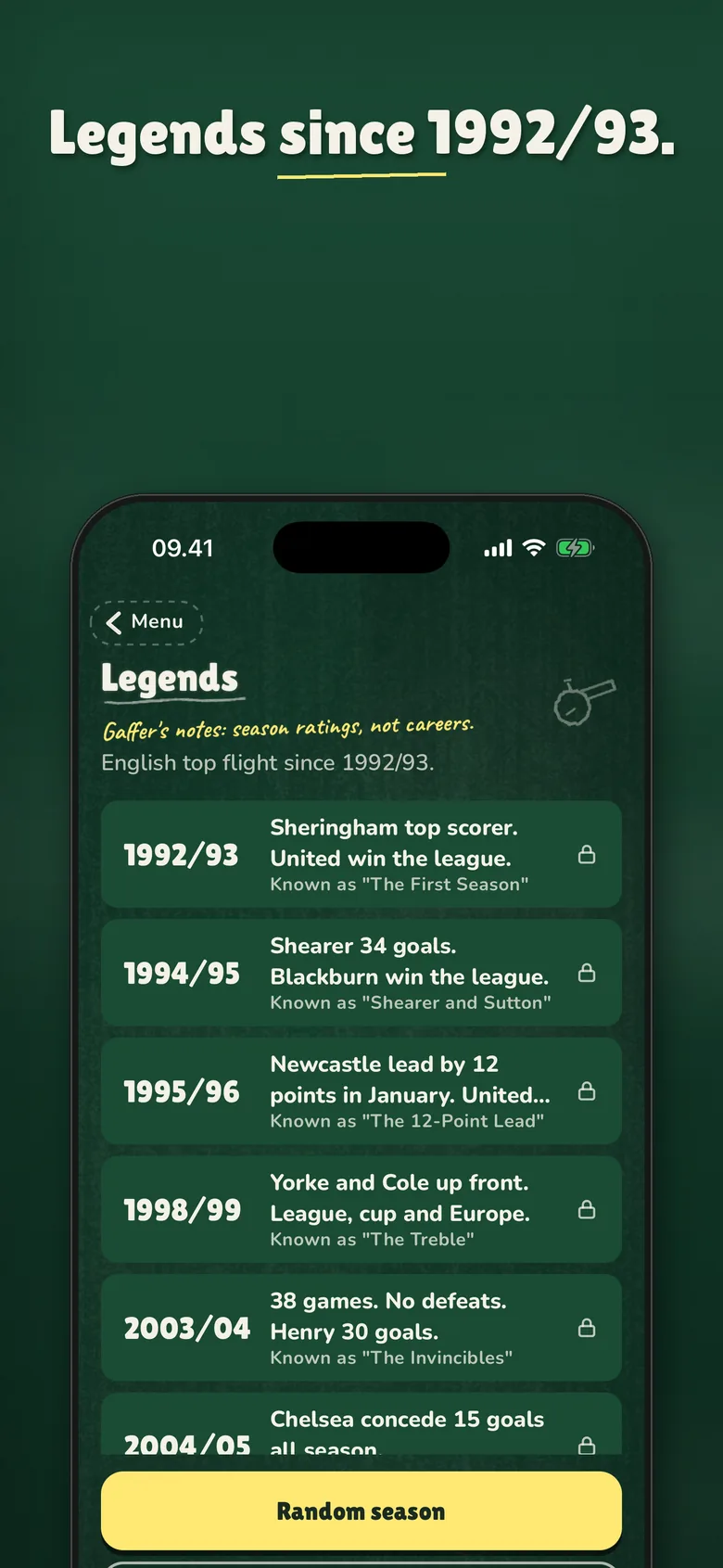 Legends: every English top-flight season since 1992/93